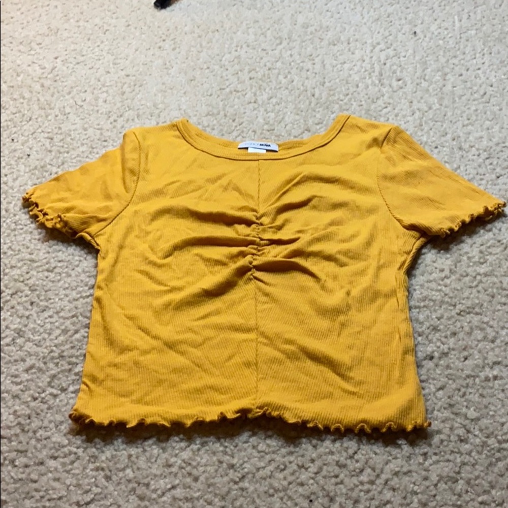 Mustard Yellow Crop Top . Size: Medium .